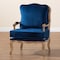Baxton Studio Jules Traditional Navy Blue Fabric and French Oak Brown Finished Wood Accent Chair 233-13260-ZORO - alternate 3